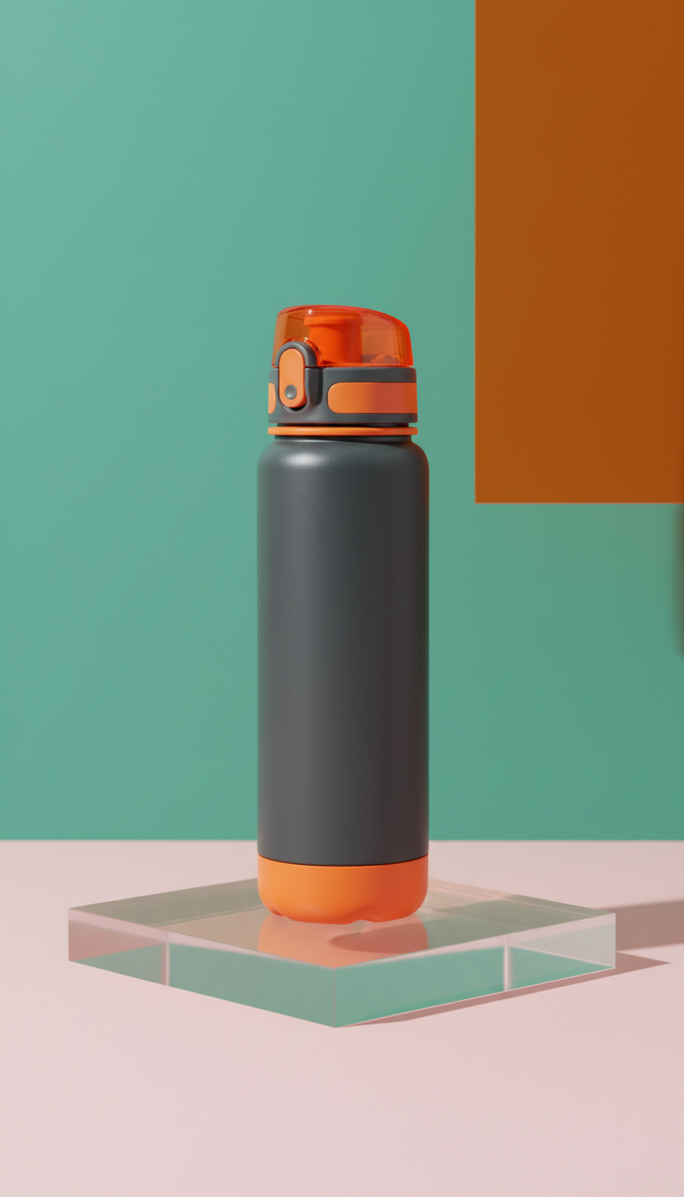 Botella reutilizable con detalles naranja pop